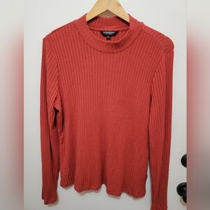 Liverpool Los Angeles Ladies Rust Red Ribbed Sweater - Size Large